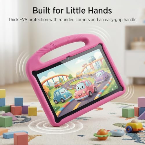 Image of Kids Tablet 10 inch,Android 15 Tablet with EVA Case(Rose Red)