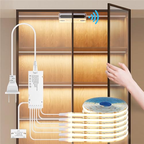 COB LED Strip Lights 12V,6-in-1 Door Sensor Control Under Cabinet Lighting Kit with 60W Adapter...
