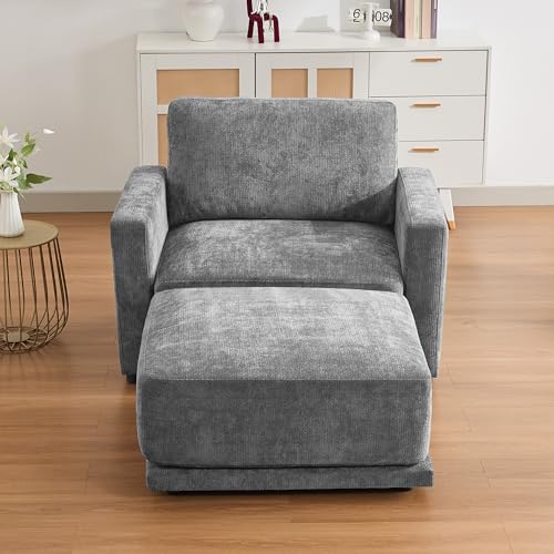 Abbrevi 44.2' Oversized Sofa Chair with Ottoman, Upholstered Accent Chair with Thick Cushions...