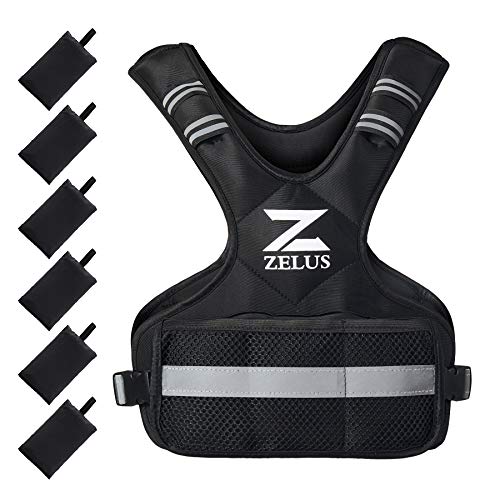 ZELUS Weighted Vest for Men and Women | 4-10lb/11-20lb/20-32lb Vest with 6 Ironsand Weights for Home Workouts | Adjustable Body Weight Vest Exercise Set for Cardio and Strength Training (4-10lb)