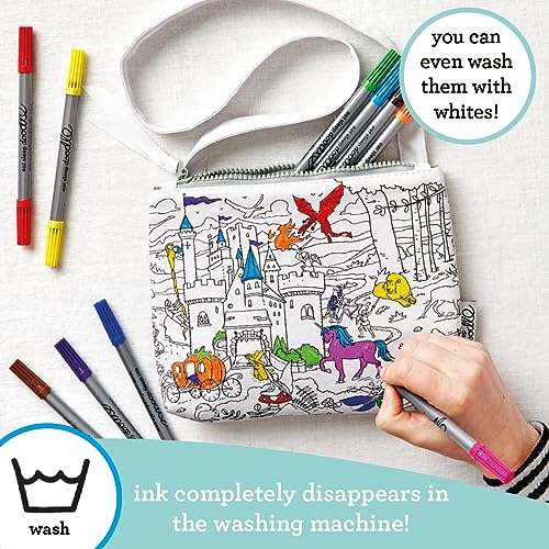 eatsleepdoodle Fairytale Colouring Crossbody Bag for Kids w/ 10pk Washable Pens for Kids - 22x18cm Colouring Crossbody Bag for Girls - Image 4