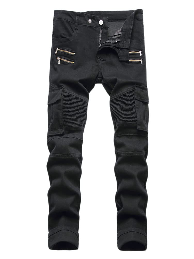 Herren Destroyed Stretch Jeans Coole Schwarze Jeans Skinny Ripped Slim Fit Hip Hop Hose Mit Löchern Für Männer Reißverschluss Jeans Vintage Party Freizeithose
