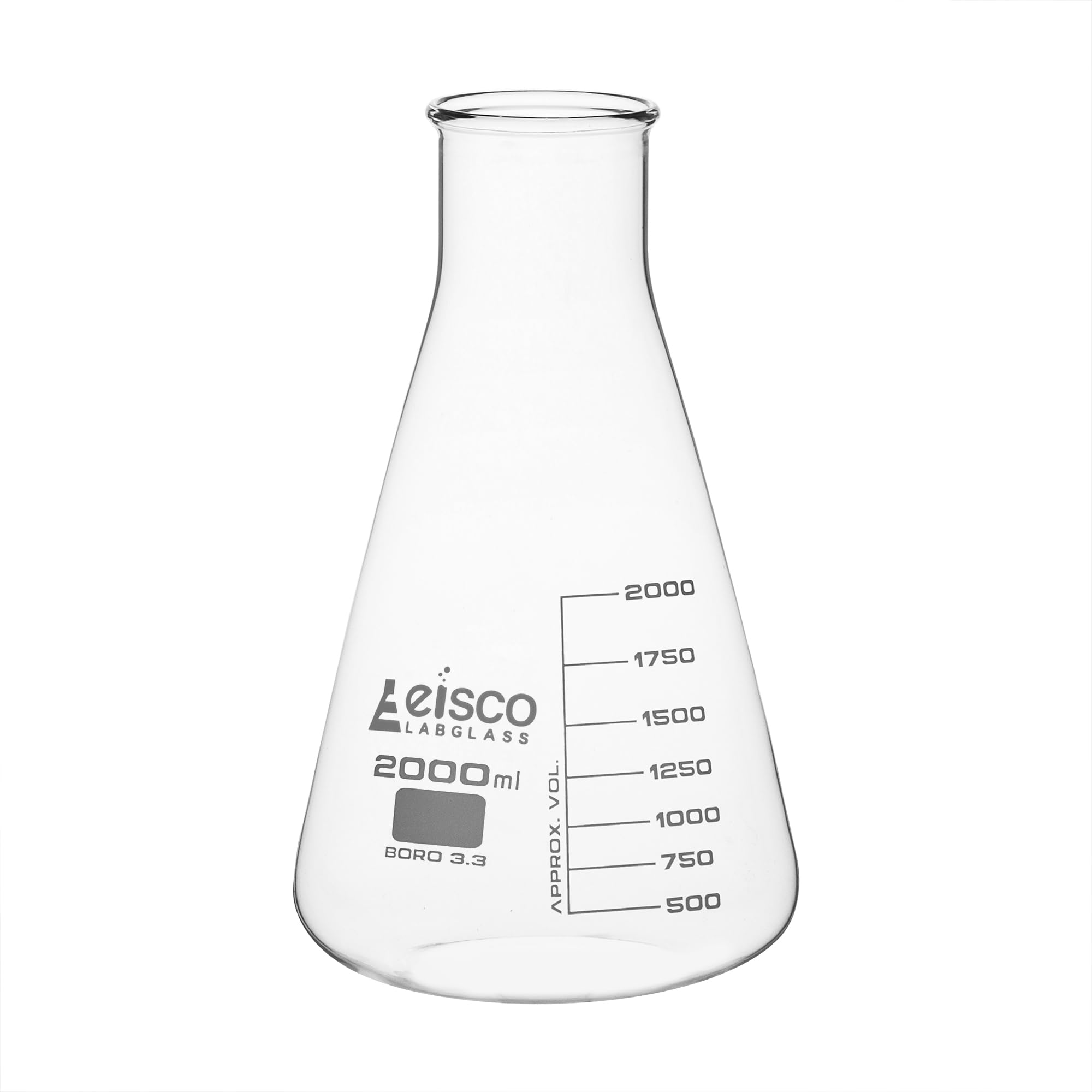 2000 ml – collo largo – Eisco Labs 3.3 in vetro borosilicato da 250 ml, graduato