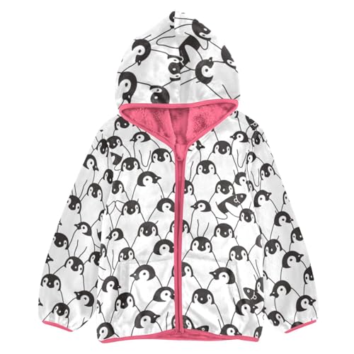 OTVEE Carton Doodle Penguin Animals Kids Hoodie Jacket Fall Spring Full Zip Warm Outwear Coat