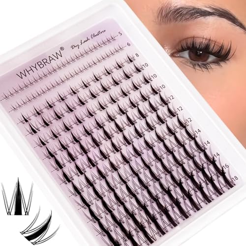Lash Clusters Manga Lashes Fairy Lashes Cluster Whybraw Wispy C Curl 140 Pcs Individual Anime Lash Clusters DIY Eyelash Extension Natural Look Reusable Clear Thin Band Mix Spikes Eyelashes Extension