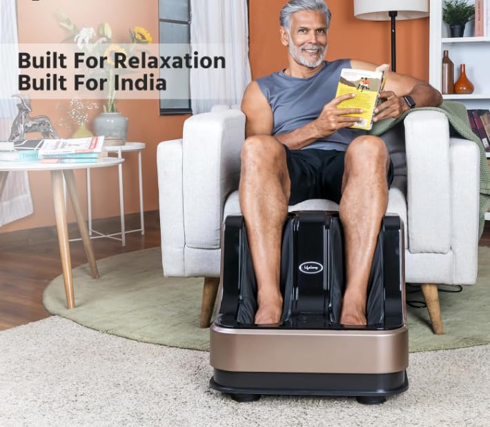 WTP Calf, Foot and Leg Massager Machine for Home - Pain Relief Massage for Legs - Heat + 4 Vibration Motors - Rolling, Kneading, and Shiatsu - Improve Blood Circulation, Dark Brown, 80W (LLM99)