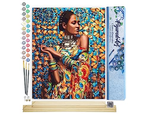 Figured'Art Pintar por Numeros Adultos Niña India - Manualidades pintura acrilica Kit Cuadro DIY completo - 40x50cm monta tu propio bastidor