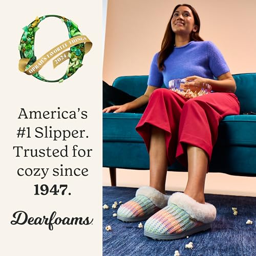 Image of Dearfoams Women's Memory Foam Cozy Soft House Slippers Gifts for Women Hannah Knit Clog House Shoes