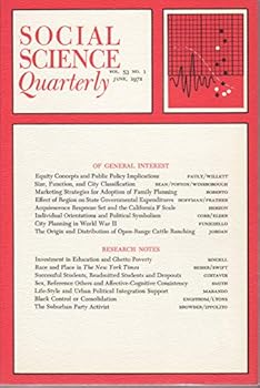 Paperback Social Science Quarterly (Vol. 53, No. 1 - June, 1972) Book