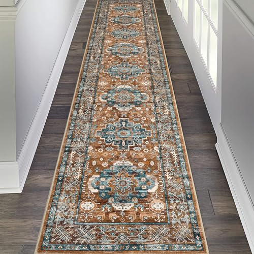 Pauwer Boho Hallway Runner Rug 2x10 Washable Entryway Area Rugs Non Slip Farmhouse Vintage Floor Mat Carpet Runner for Hallways Laundry Room Kitchen Bathroom Bedroom