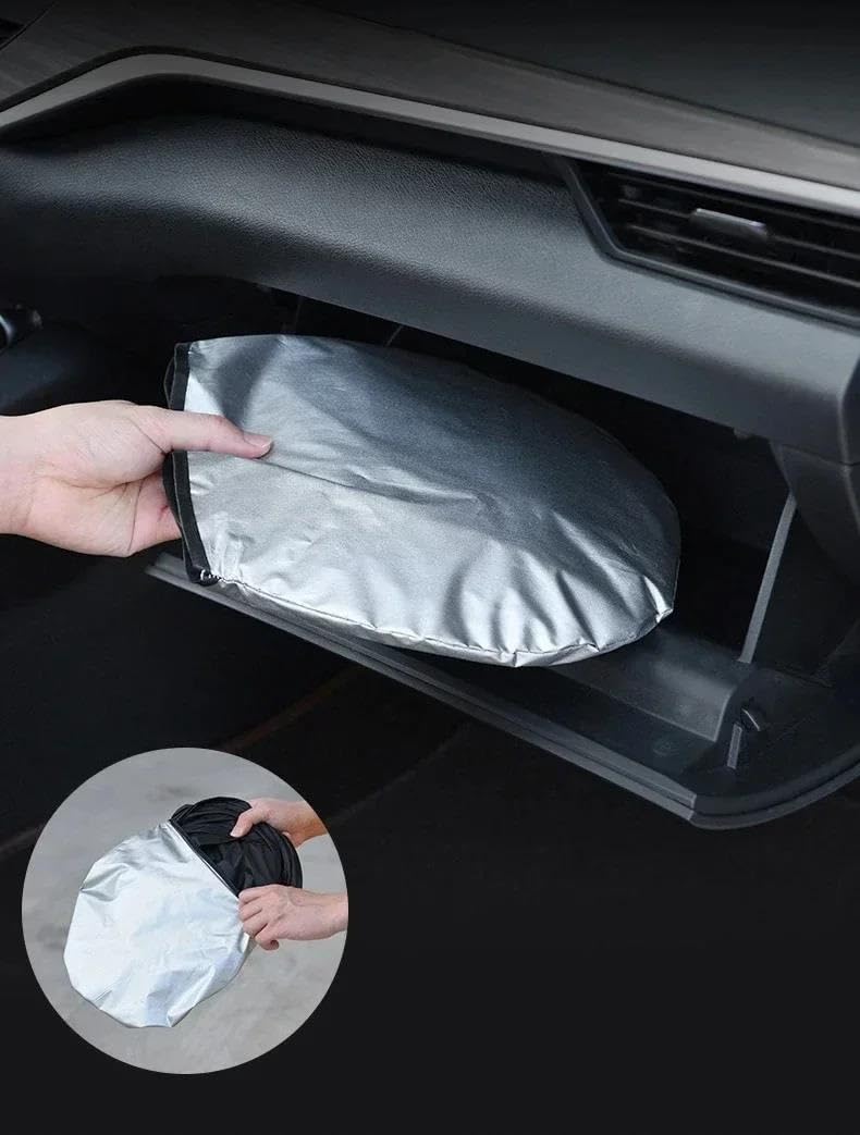Parasole Per Parabrezza Anteriore Con Borsa Portaoggetti, Parasole Pieghevole Per Auto Spesso Color Argento Titanio Parasole Per Finestrini Laterali Auto