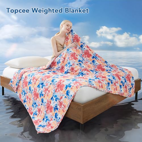 Topcee Weighted Blanket (25lbs 88"x104" Cal King Size) Soft Cooling Heavy Blanket Sleeping, Apply to 240-260 lbs Body, Thick Breathable Blanket with Glass Bead, Easy Care