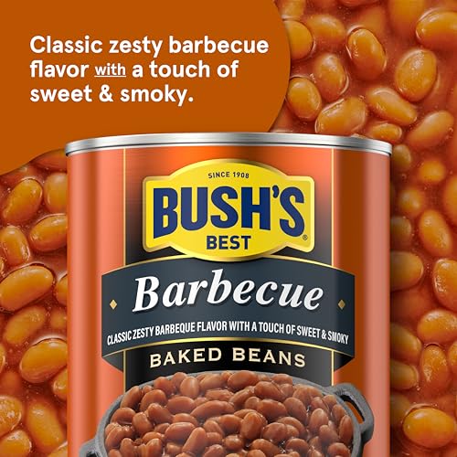 Image of BUSH'S BEST 16 oz Canned Barbecue Baked Beans, Source of Plant Based Protein and Fiber, Low Fat, Gluten Free, (Pack of 12)