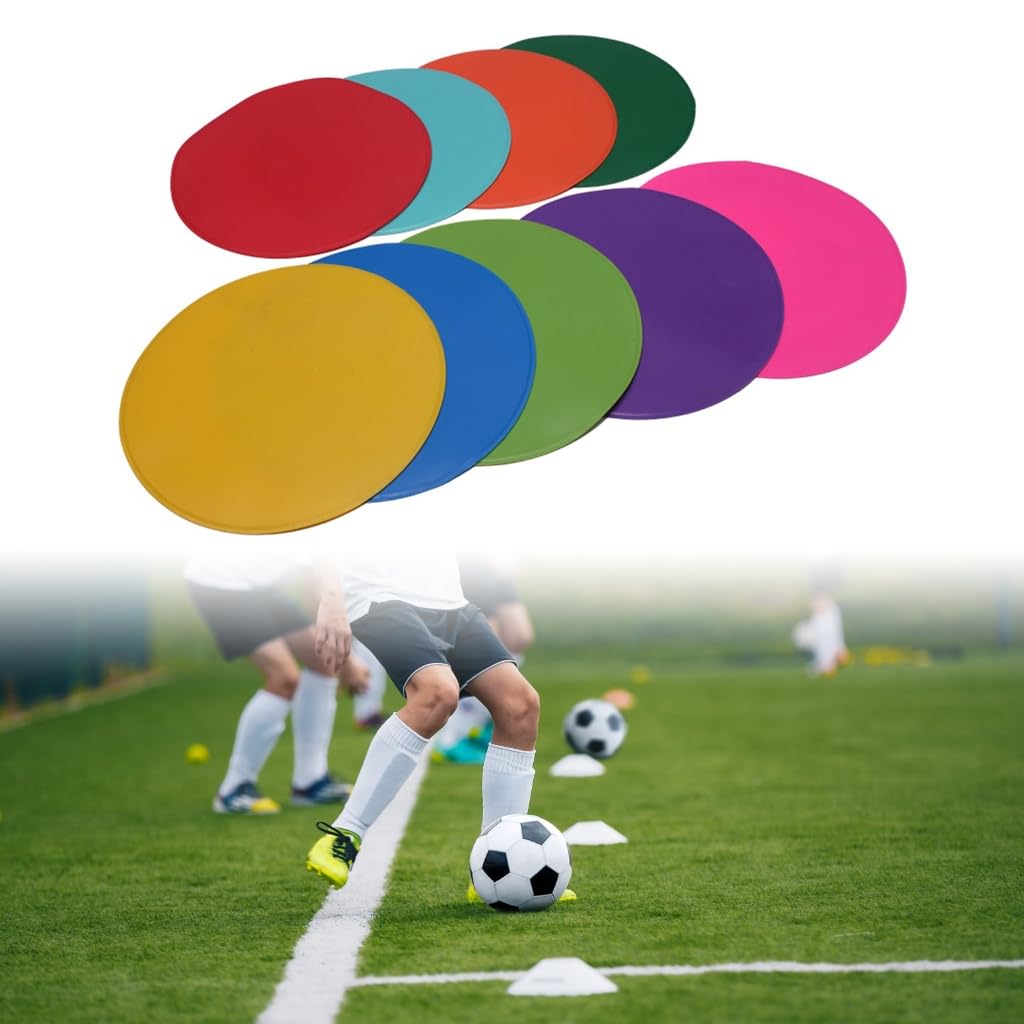 9 conos redondos de entrenamiento de fútbol, marcadores de puntos de disco de suelo, antideslizantes, marcadores de agilidad, conos de campo plano, puntos de suelo