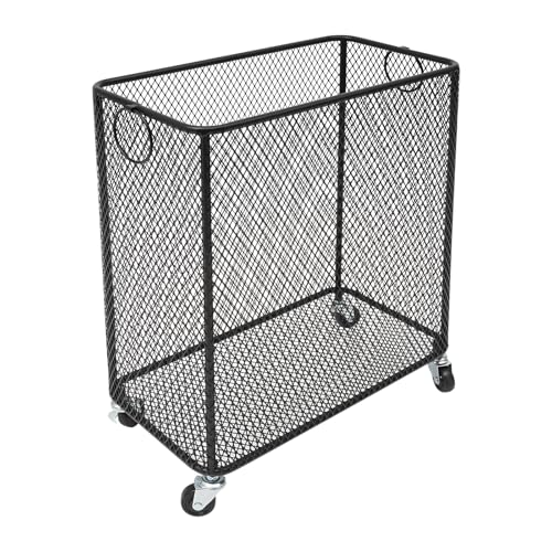 Image of Wire Metal Rolling Laundry Basket On Wheels,Mesh Wire Laundry Basket Storage Cart for Bathroom Bedroom Dirty Clothes Storage (B)