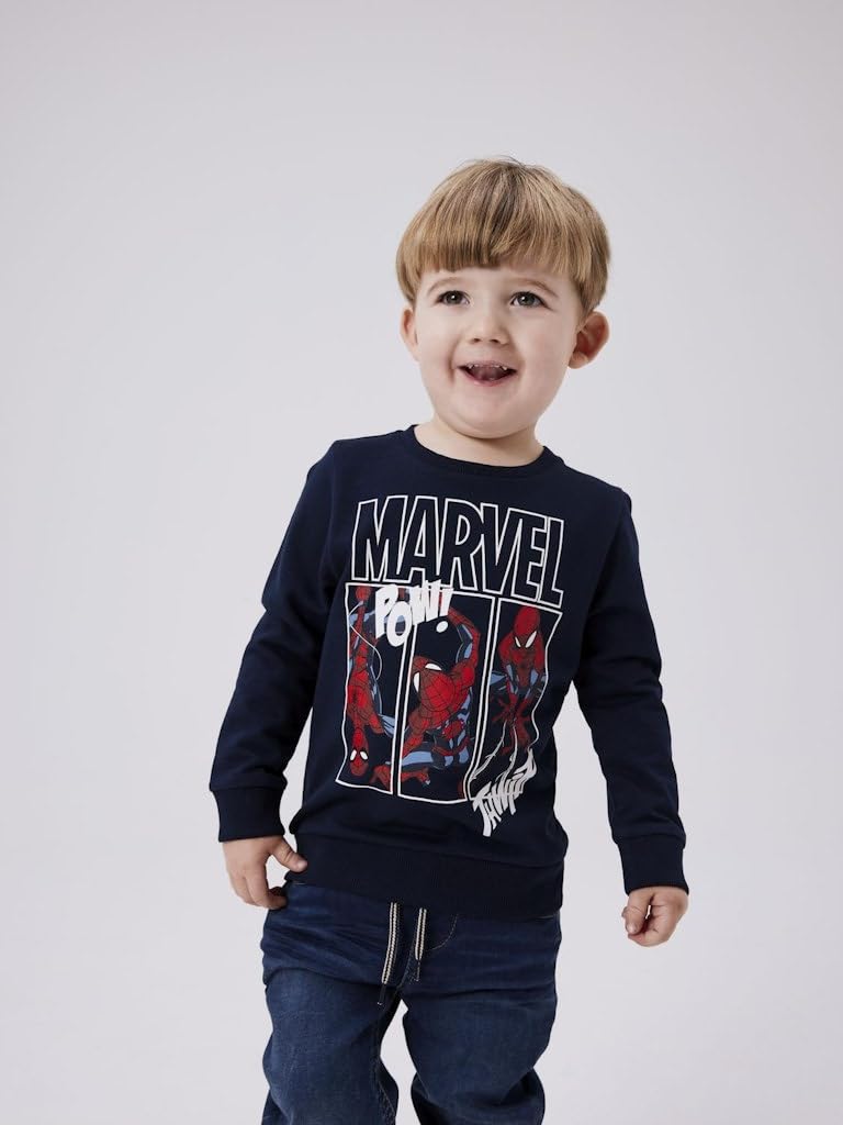 NAME IT Bluza sportowa Chłopcy Nmmjessie Spiderman Sweat Bru Noos Mar