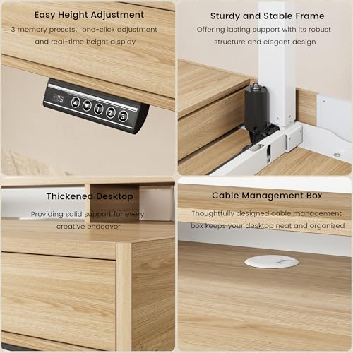 Image of ModernMate Electric Standing Desk with 3 Drawers & Monitor Shelf