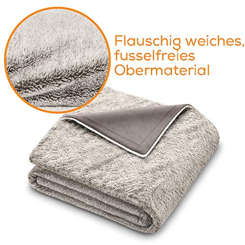 Beurer HD 75 Nordic Heizdecke, kuschelige Wärmedecke in Felloptik, 6 Temperaturstufen, maschinenwaschbar, mit Abschaltautomatik, beige / braun, 180 x 130 cm - Image 4