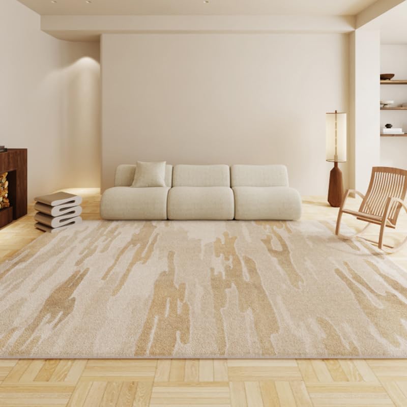 Tapis rectangle beige 120x160cm pour salon et chambre moderne