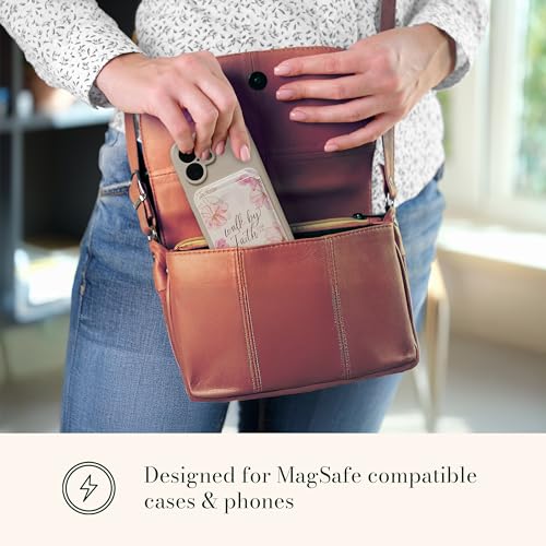 Image of Christian Art Gifts Women's Slim Magnetic Phone Wallet: Walk by Faith Encouraging Bible Verse, MagSafe Compatible, Cash & Card Holder Accessory, Faux Leather, White /Pink Multicolor Floral, 3.8 inch x 2.5 inch