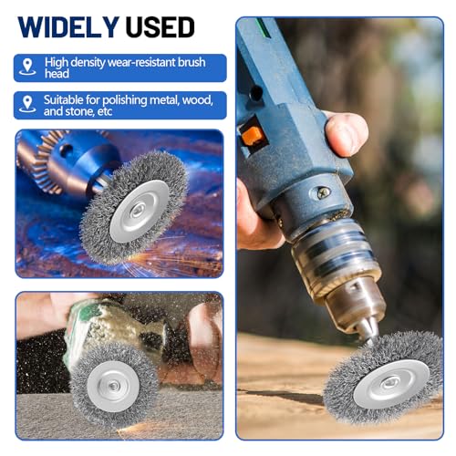 Image of Moxweyeni 20 Pcs 3 Inch Stainless Steel Wire Wheel Brushes for Drill Bits