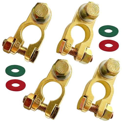 Lot de 4 bornes de batterie 12 V 24 V - Bornes de batterie avec boulons M8 - Disjoncteurs de batterie anti-corrosion - Bornes de raccordement robustes pour...