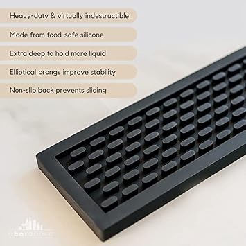 A Bar Above Heavy Duty Bar Mat, Food Safe Silicone Mat, 3.5 x 18 3-Pack