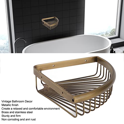 Fockety Retro Brass Corner Shower Caddy, Rust Resistant Wall Mounted Shower Organizer, Space Saver Rack for Bathroom Kitchen - Image 4
