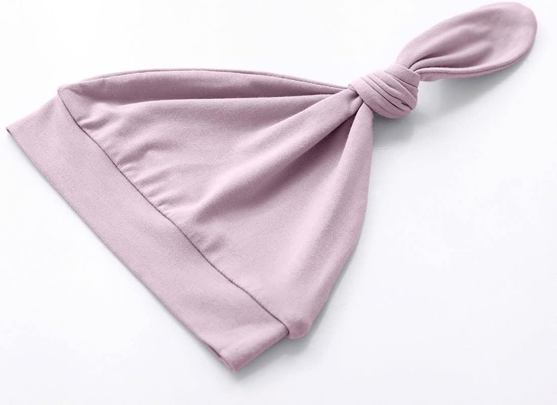 Newborn Baby Boys Girls Knotted Gown Hat Set Soft Bamboo Viscose Infant Sleeper Baby Sleep Gown with Mittens - Image 4