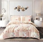 PRIME LINENS Duvet Cover Set 4 Pcs Brushed Microfibre Quilt Cover Bedding Set With Pillow Cases and Extra Fitted Sheet Included (Meadow, Double)