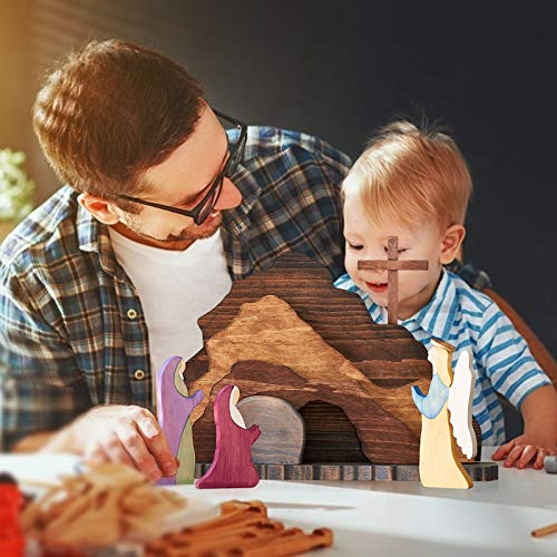 Easter Day Wooden Nativity Set,Easter Resurrection Scene Decoration Ornaments, Manger Creche Nativity Scene,Unique Easter décor, That is Worth to Become Part of Your Family Heirloom (B) - Thumbnail 5