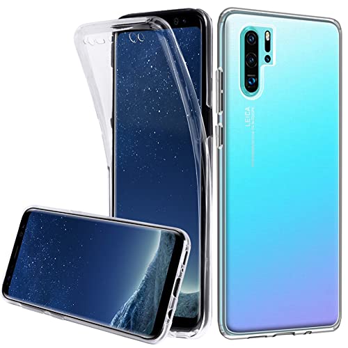 Cover per Huawei P30 PRO, Custodia 2in1 Dual Layer Ibrida [360°] Full Body Antiurto Protettiva [Silicone TPU Fronte] e [Rigida Plastica Back] caso, [Transparente]