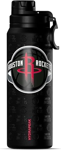 Hydrapeak x Botella de agua activa con licencia oficial de la NBA Houston Rockets de 26 onzas con tapa para beber y asa, reutilizable, acero