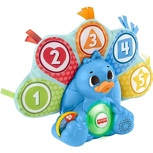 Fisher-Price BlinkiLinkis Zahlen und Farben Pfau, deutsche Version, elektronisches Lernspielzeug mit Licht und Musik für Babys und Kleinkinder ab 9 Monaten, HNN81