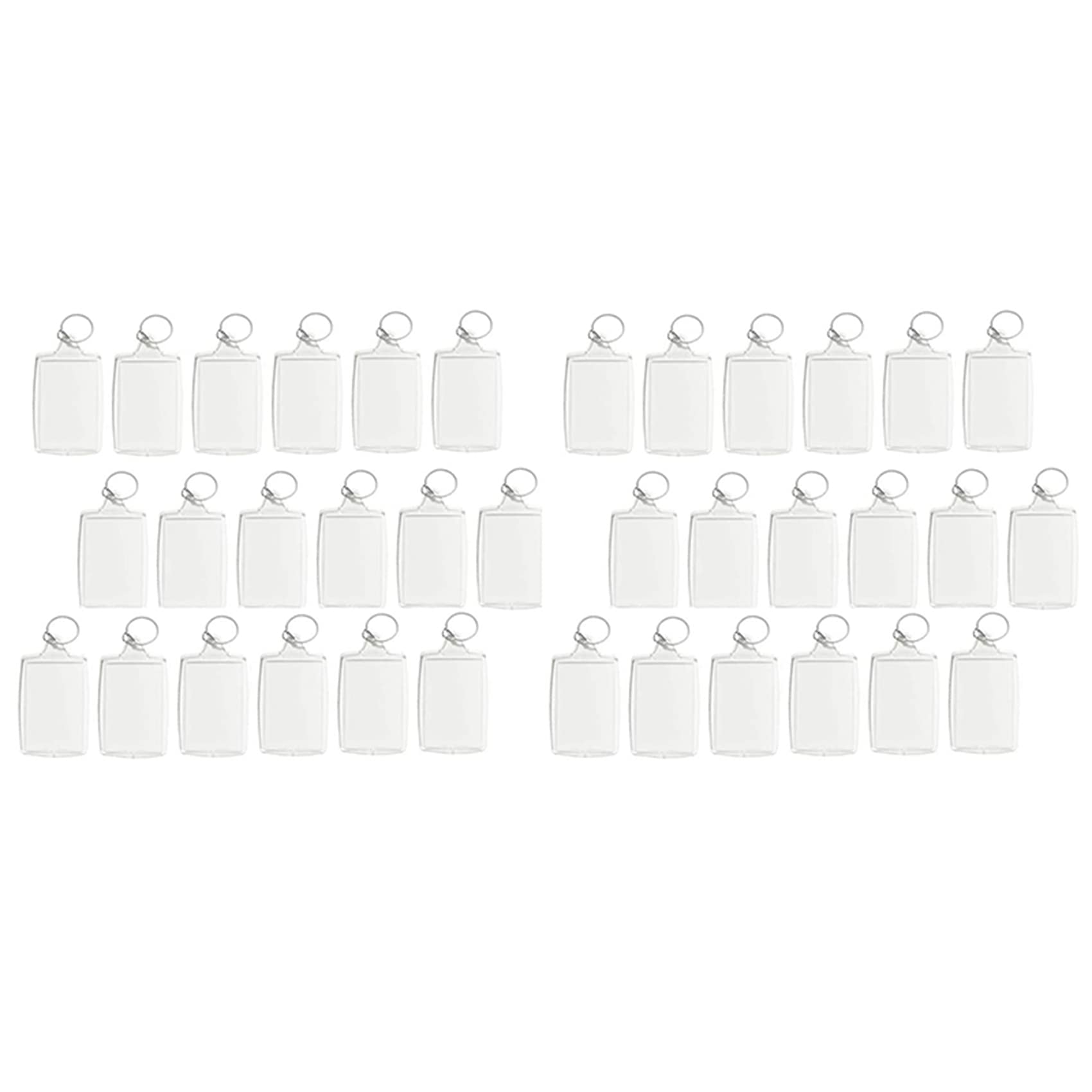 Hndhbfgrt 200Pcs Photo Keychain Rectangle Transparent Blank Acrylic Insert Photo Picture Frame Keyring Key Holder DIY Split Ring