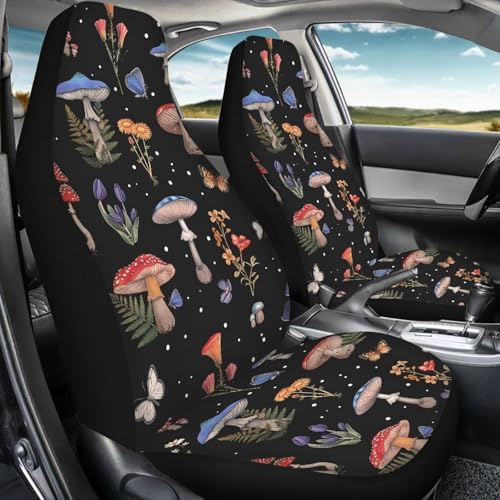 Housses de siège de voiture avant élastiques et respirantes anti-usure motif champignon