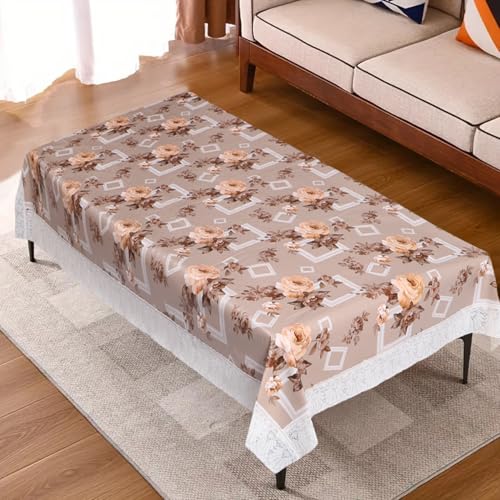 Image of Dakshya Industries PVC Waterproof Center Table Cover 40 x 60 Inch | Rectangle Coffee Table Cover | Spill Proof Oil Resistant Dustproof Heat Resistant Wipe Clean