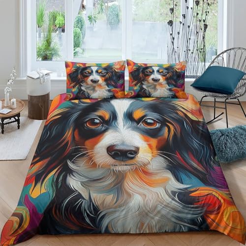 Housse de couette chien 3D infroissable pour lit king size