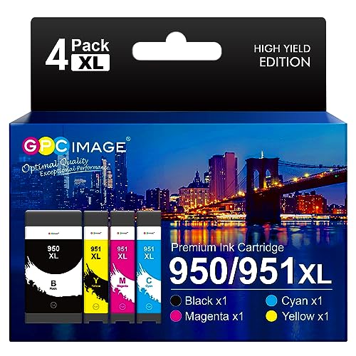 GPC Image 950XL 951XL Ink Cartridges Replacement for HP 950 951 XL Compatible with Officejet Pro 8620 8610 8600 8100 8615 8630 251dw 276dw 8640 8625 8660(Black Cyan Magenta Yellow, 4-Pack)