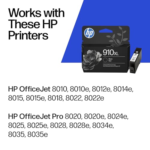 Image of HP 910XL Black High-Yield Ink Cartridge | Works with OfficeJet 8010,8020 Series,OfficeJet Pro 8020,8030 Series | Eligible for Instant Ink-| 3YL65AN,(Pack of 2)