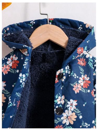 SOLY HUX Toddler Girl's Floral Hooded Jacket Button Down Outerwear Coat - Image 3