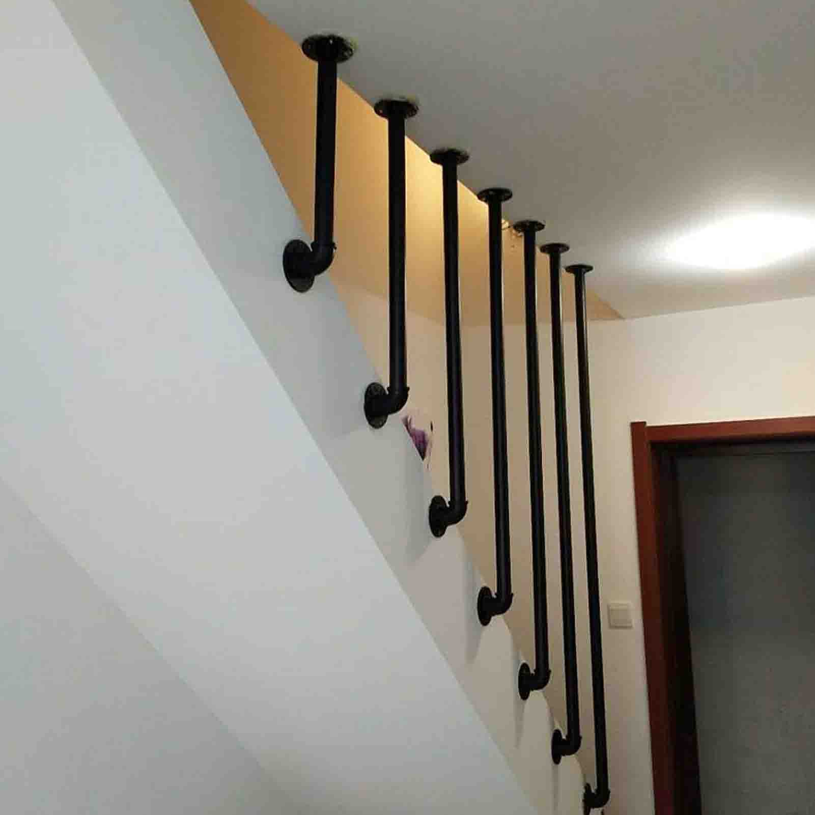 Buy Handrail Hardware Railings Loft Water Pipe Banister 1PCS Black Pipe ...