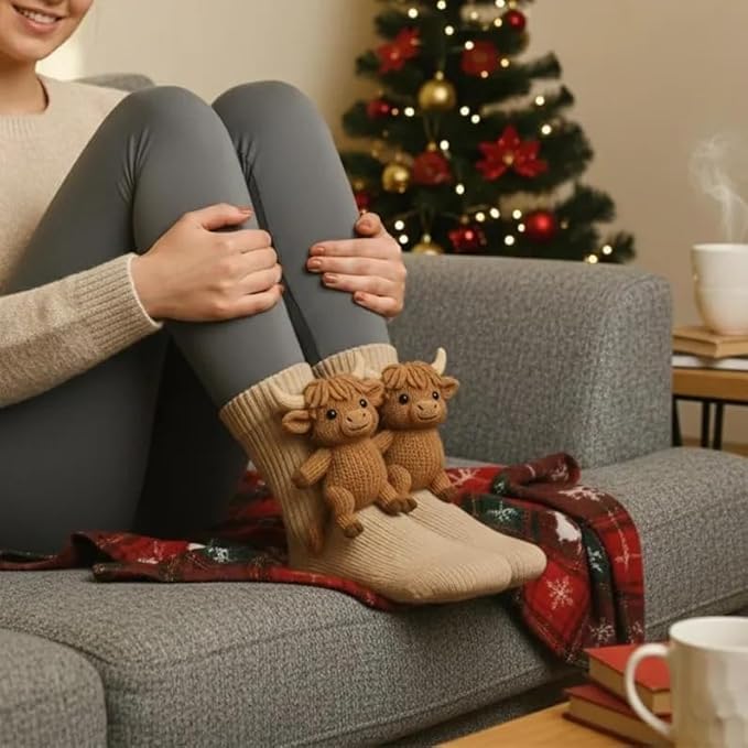 SWZEC Olygee Hug Hug Socks - 3D Knit Sloth Sock with Ankle Hug, Cozy Novelty Animal Socks, Non-Slip Combed Cotton — view 6