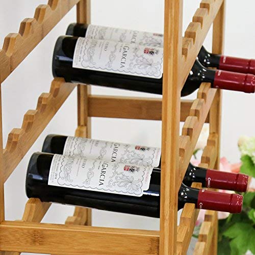 Kinsuite Bamboo Wine Rack Modular Wine Storage Holder Display Shelves For Storing Bottles At Home 36 Bottle Wine Rack Free Standing Floor 6 Shelves With Drawer #TOP5