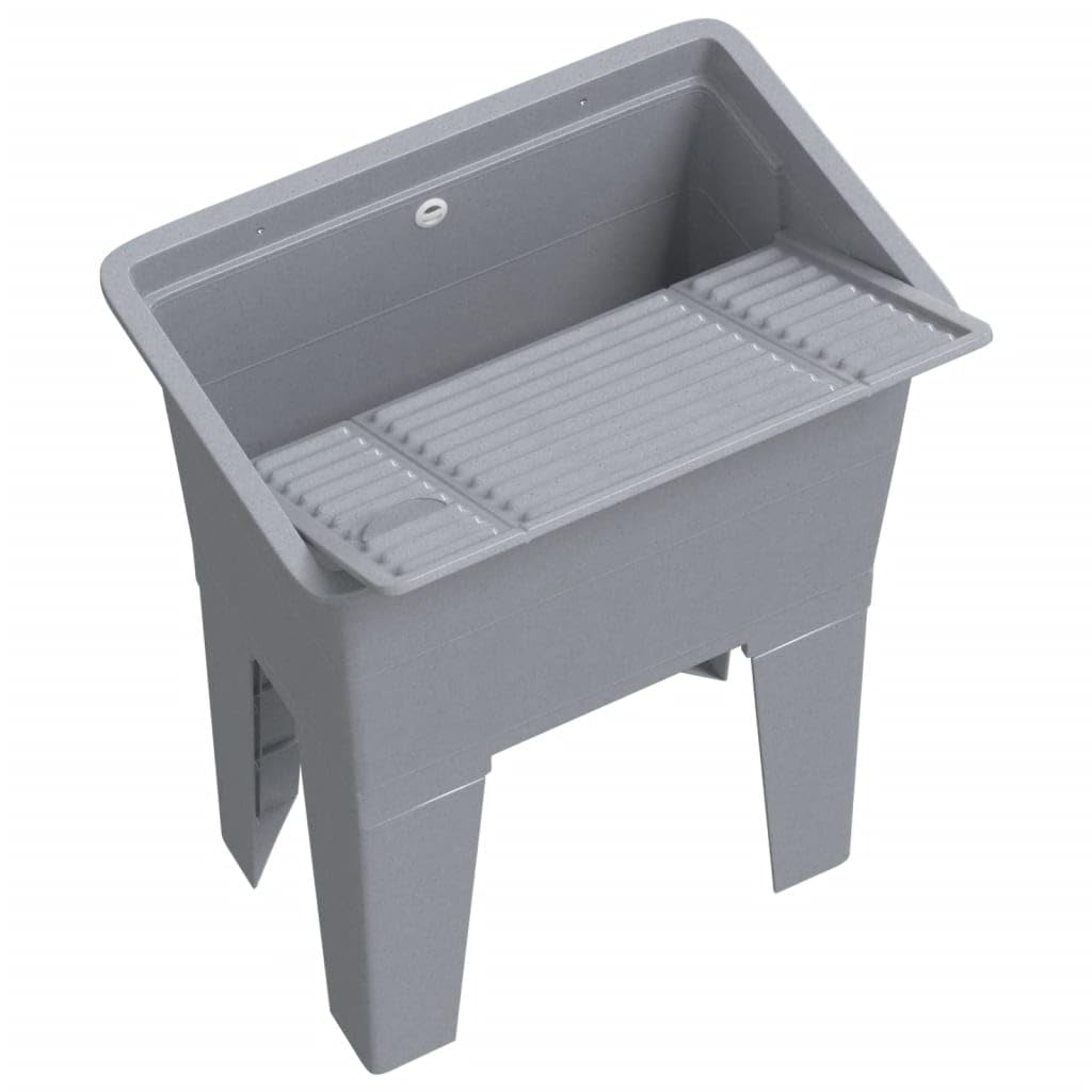 vidaXL Bac à Linge Gris 59x41x75 cm Résine, Évier Utilitaire Autoportant