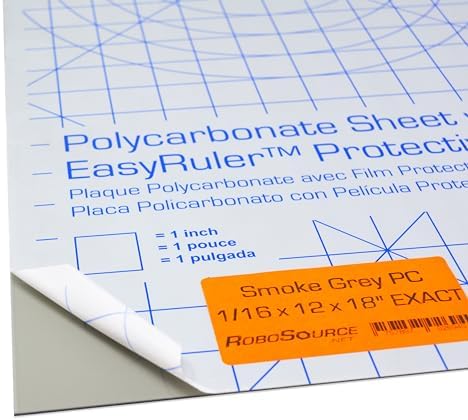 Smoke Grey Polycarbonate Clear Plastic Sheet 12" X 18" X 0.0625" (1/16") Exact, Shatter Resistant, Easier to Cut, Bend, Mold Than Plexiglass. Hobby, DIY, Industrial, Craft. Translucent Gray Tinted PC