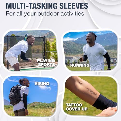 Image of SportsTrail Cooling Arm Sleeves for Men & Women - Breathable, UV Sun Protection, Sports Arm Sleeves for Women, Men & Youth