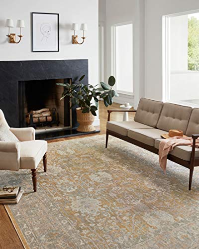 Chris Loves Julia X Loloi Rosemarie Collection Roe-01 Gold / Sand 10'-0" X 14'-0" Area Rug #TOP3