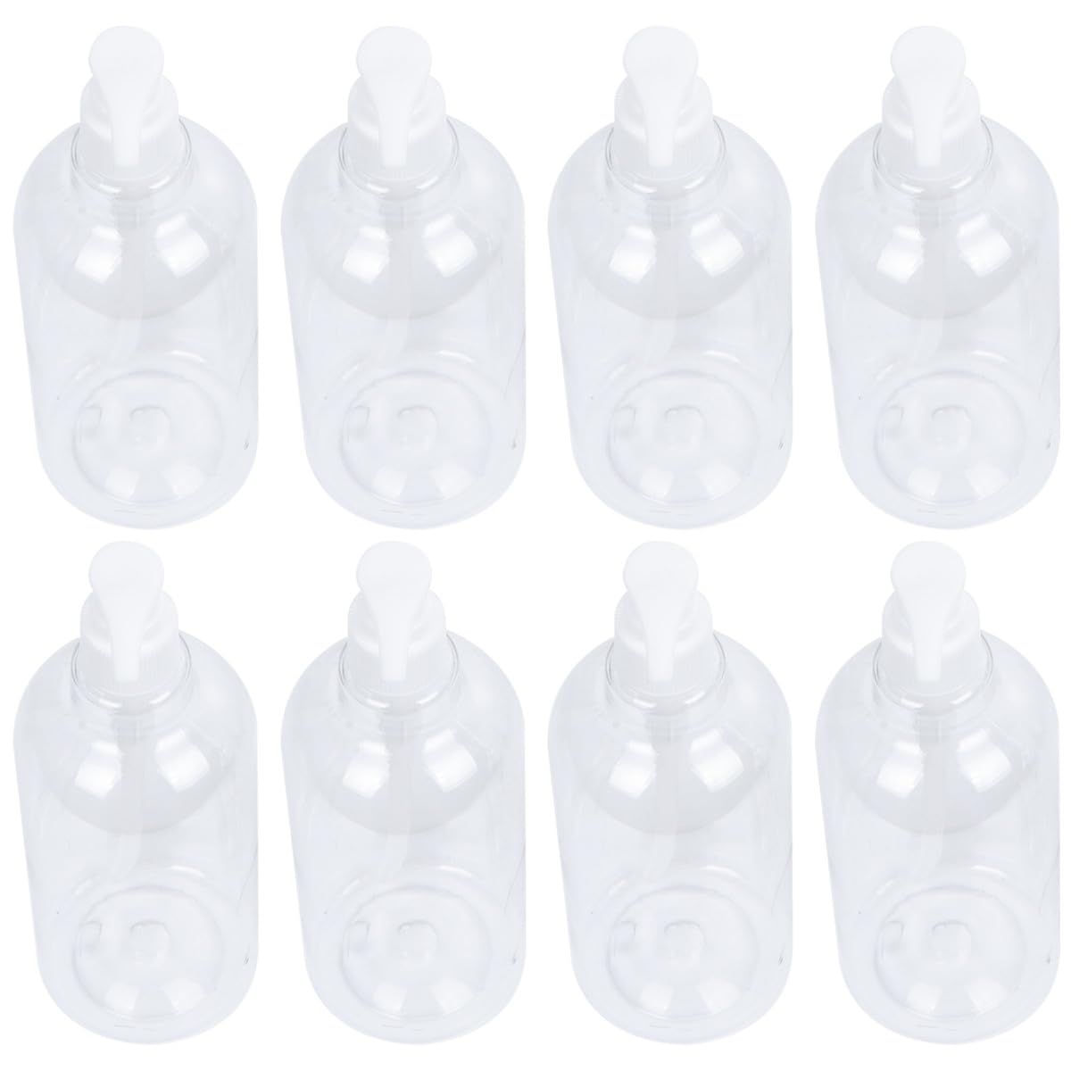 Flacons-pompes à shampoing 500 ml rechargeables en PET transparents x8