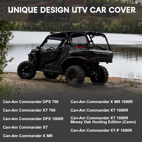 Image of Waterproof UTV Cover Replace for Can-Am Commander DPS /XT 700 1000R 2 Seats | 6 Layers Outdoor Cover with Cotton Liner, Air Vents, Door Zipper and Windproof Buckles for Rain Snow Dust Protection